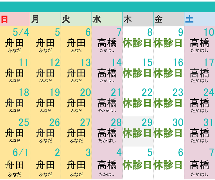 獣医師勤務表