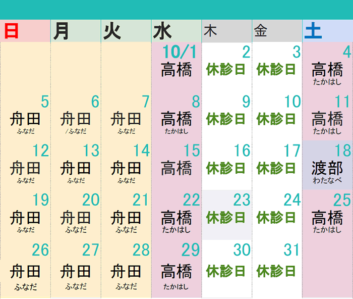 獣医師勤務表